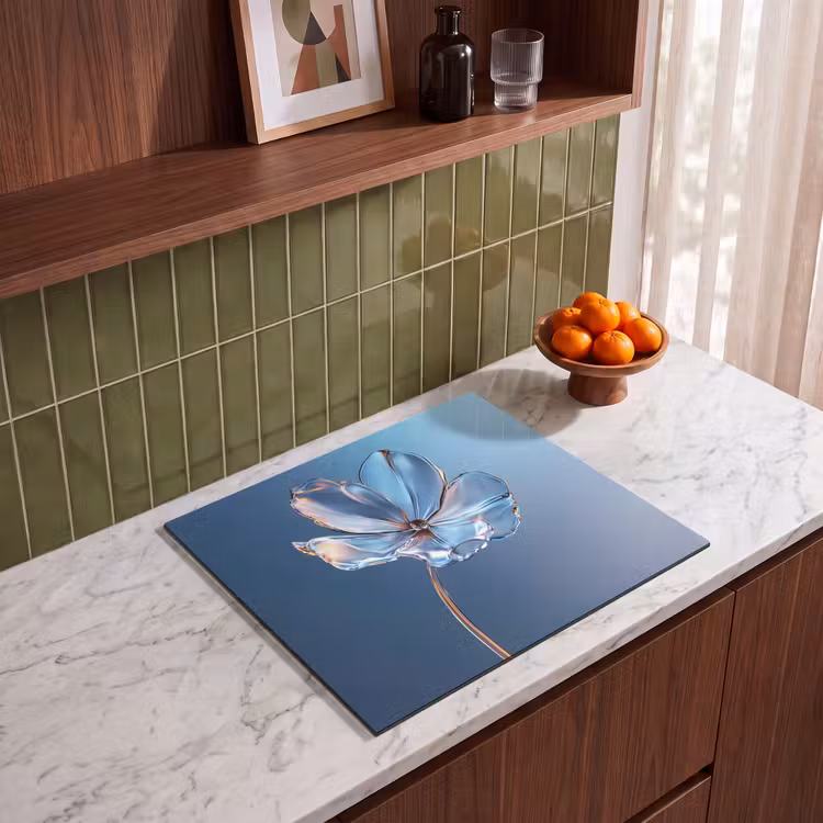 Protection plaque induction - Bleu - Fleur - Verres - Orné — 4