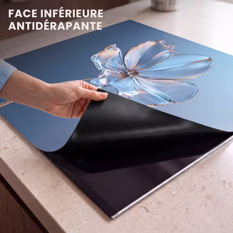 Protection plaque induction - Bleu - Fleur - Verres - Orné — 7