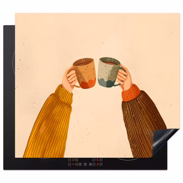 Protection plaque induction - Illustration - Mugs - Cheers - Marron — 1