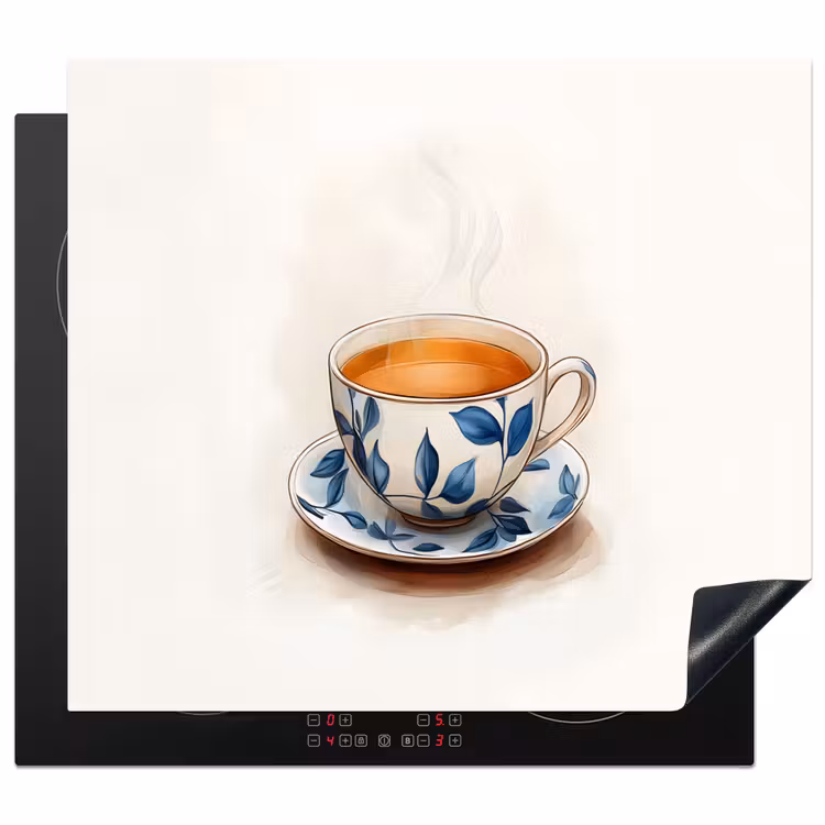 Protection plaque induction - Tasse à thé - Feuilles - Bleu — 1