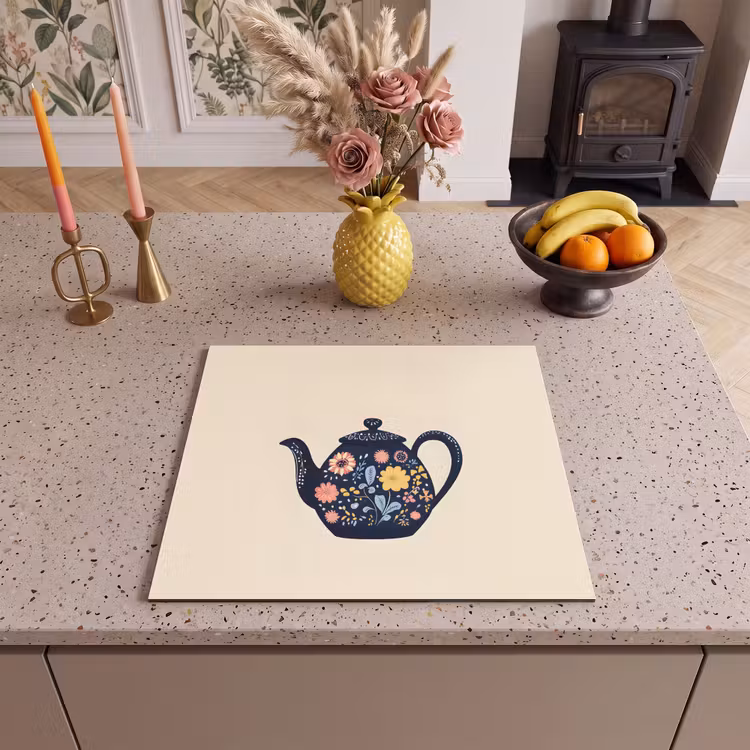 Protection plaque induction - Théière - Coloré - Fleurs — 3
