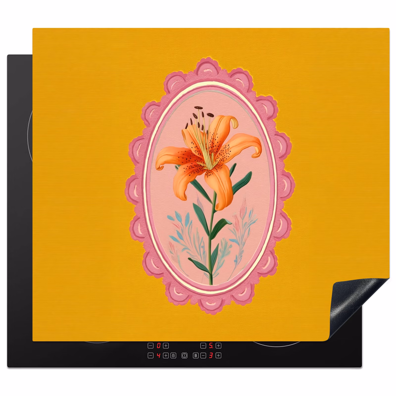 Protection plaque induction - Lys - Orange - Cadre - Ovale — 1