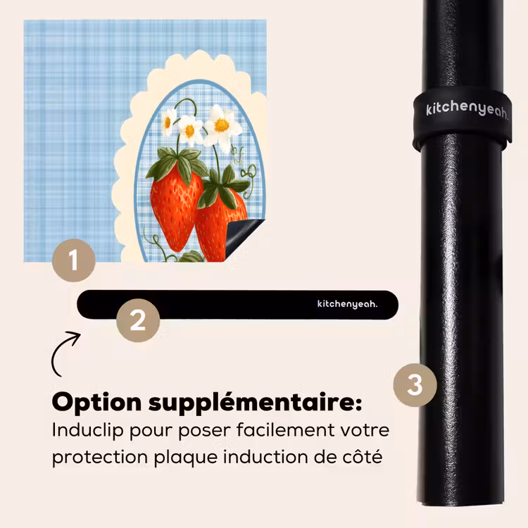 Protection plaque induction - Fraises - Cadre - Rouge - Damier — 8
