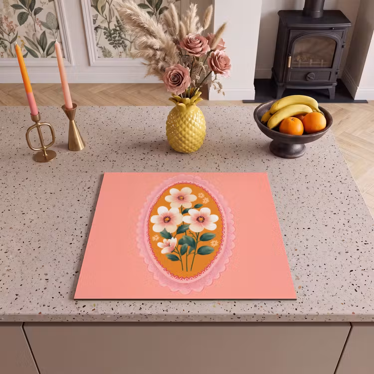 Protection plaque induction - Illustration - Fleurs - Bordure - Rose — 3