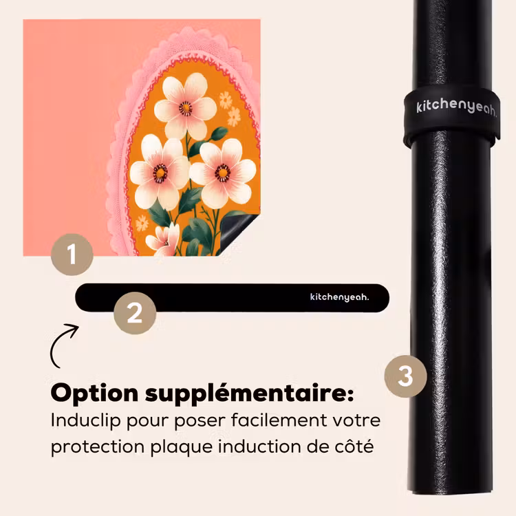 Protection plaque induction - Illustration - Fleurs - Bordure - Rose — 8