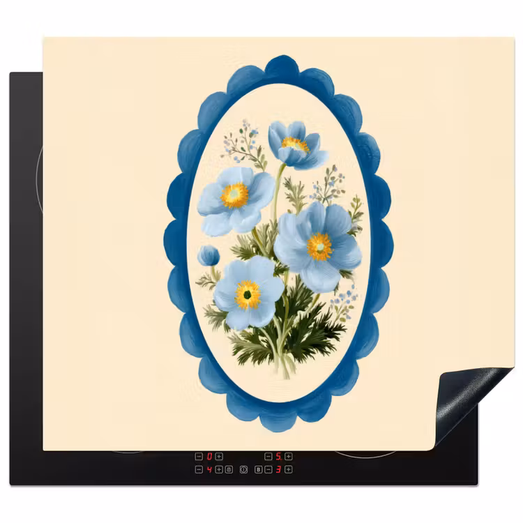 Protection plaque induction - Liste - Fleurs - Bleu clair - Illustration — 1