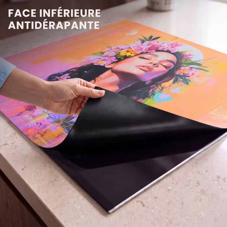 Protection plaque induction - Portrait - Couronne de fleurs - Femme — 7