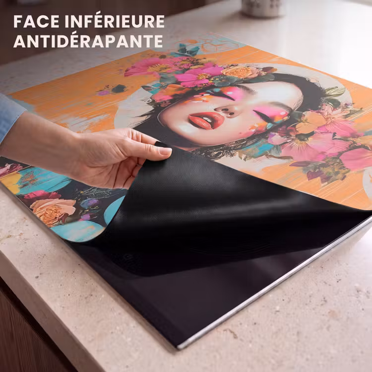 Protection plaque induction - Portrait - Femme - Abstrait - Fleurs — 7
