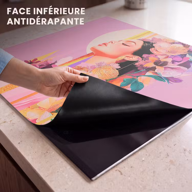 Protection plaque induction - Femme - Fleurs - Violet - Abstrait — 7