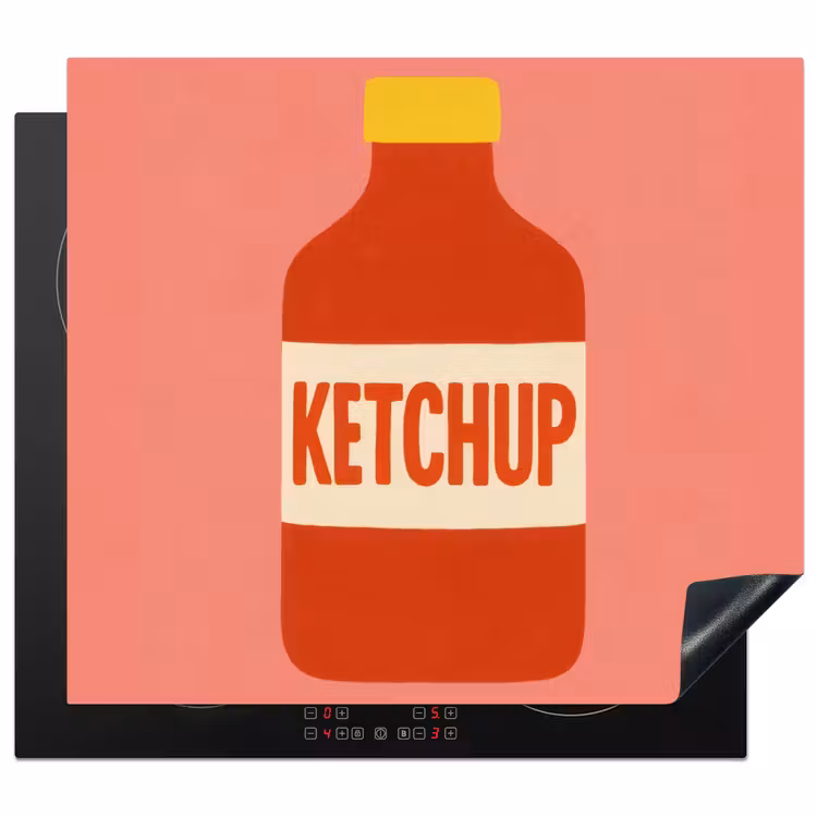 Protection plaque induction - Ketchup - Bouteille - Rouge - Minimaliste — 1