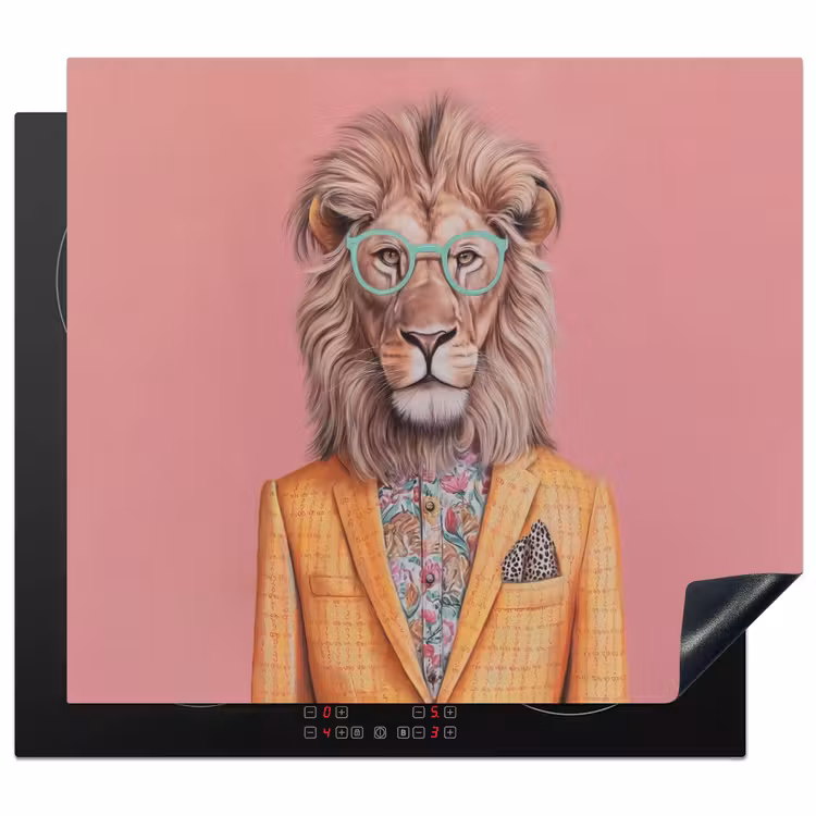 Protection plaque induction - Lion - Costume - Damier - Lunettes — 1