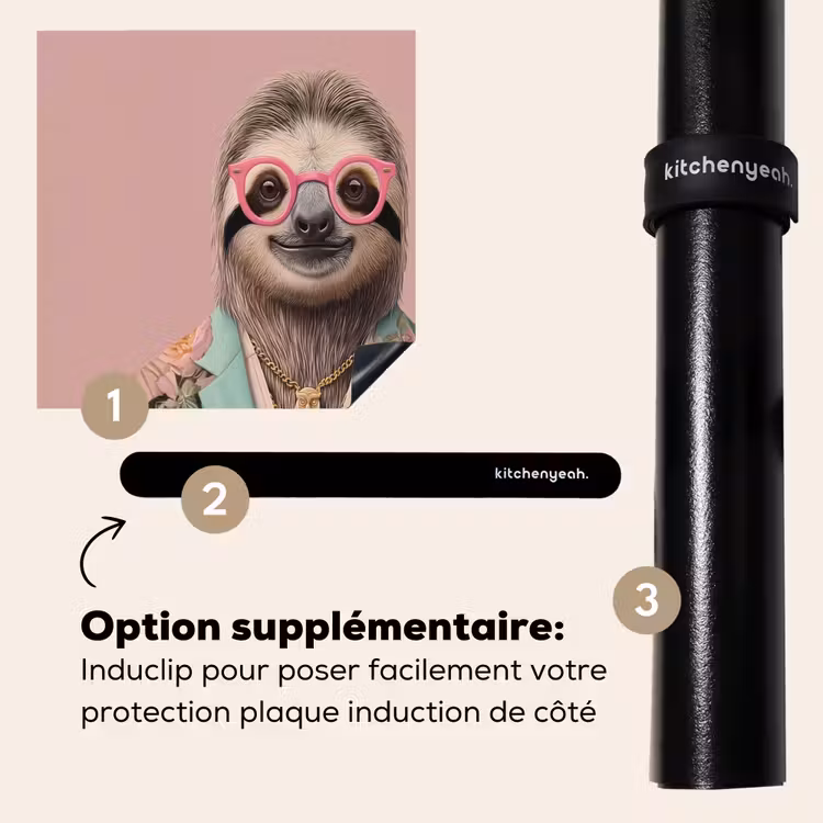 Protection plaque induction - Sloth - Imprimé floral - Lunettes - Rose — 8