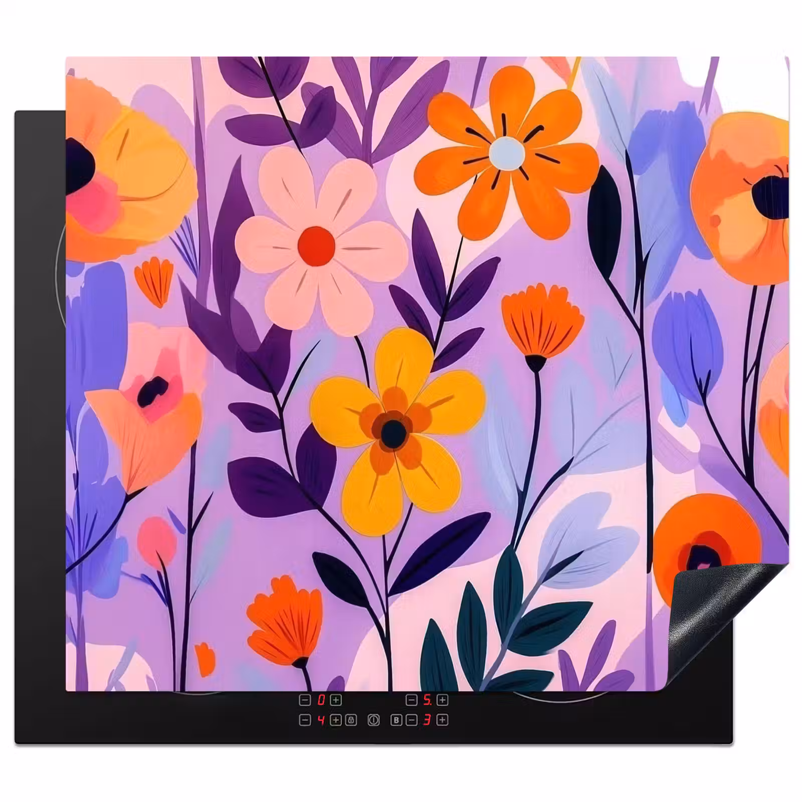 Protection plaque induction - Fleurs - colorées - Feuilles — 1