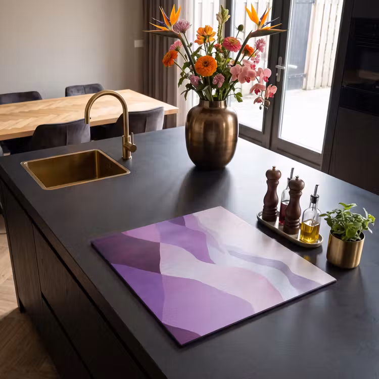 Protection plaque induction - Abstrait - Collines - Paysage - Violet — 2