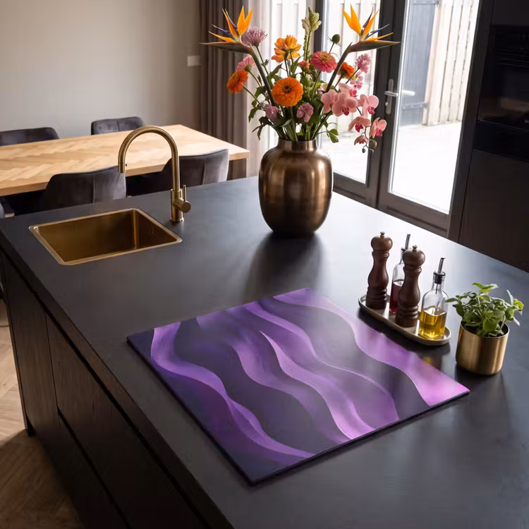 Protection plaque induction - Vagues - Abstrait - Violet — 2