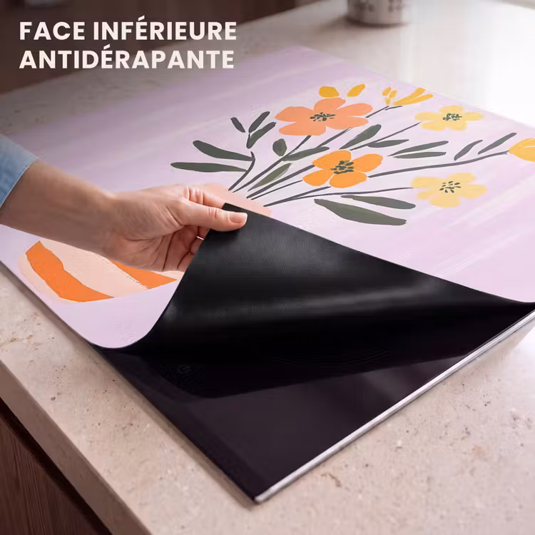 Protection plaque induction - Vase - Rayé - Fleurs - Orange — 7
