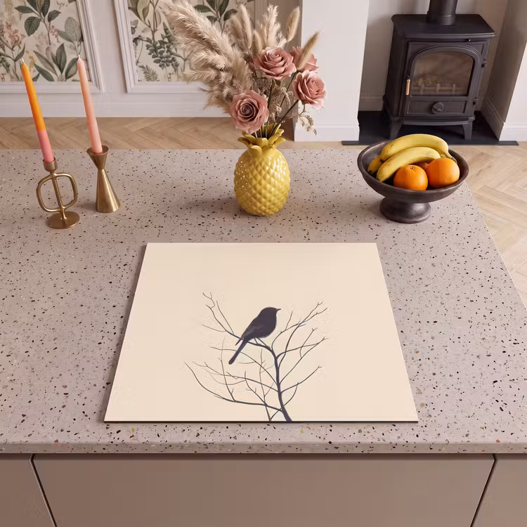 Protection plaque induction - Oiseau - Noir - Branche - Minimaliste — 3