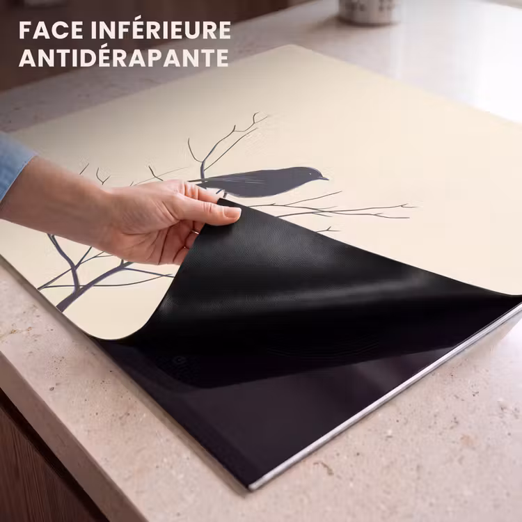 Protection plaque induction - Oiseau - Noir - Branche - Minimaliste — 7