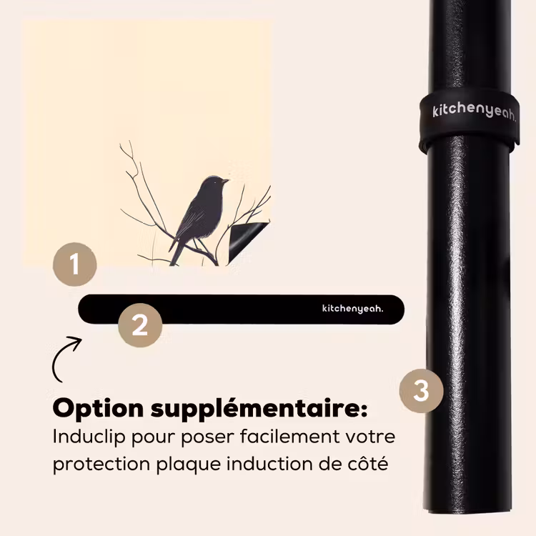 Protection plaque induction - Oiseau - Noir - Branche - Minimaliste — 8