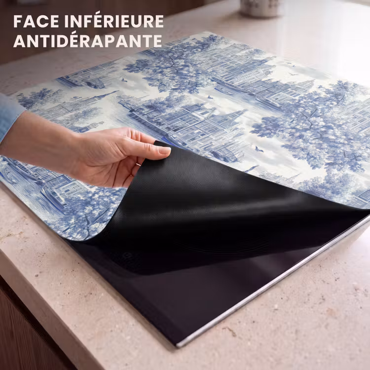 Protection plaque induction - Maisons - Arbres - Eau - Oiseaux - Bleu — 7