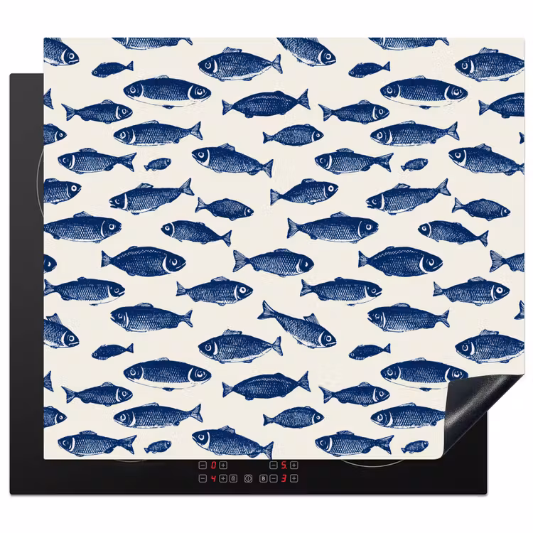 Protection plaque induction - Poisson - Motif - Bleu - Blanc — 1