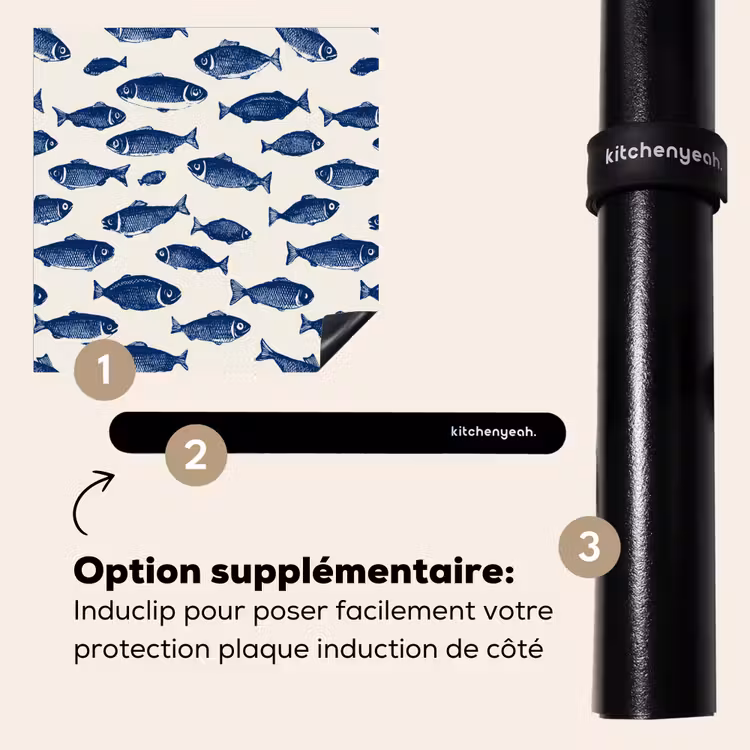 Protection plaque induction - Poisson - Motif - Bleu - Blanc — 8
