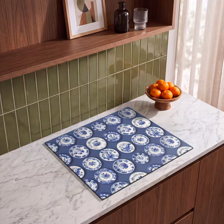 Protection plaque induction - Assiettes - Floral - Bleu — 4