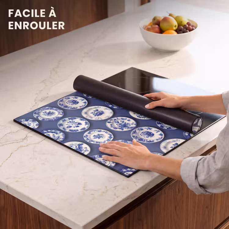 Protection plaque induction - Assiettes - Floral - Bleu — 6