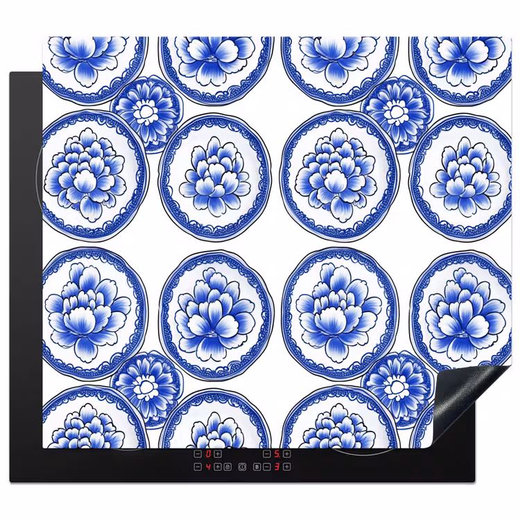 Protection plaque induction - Cercles - Fleurs - Bleu — 1