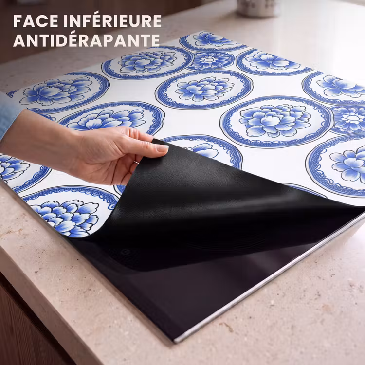 Protection plaque induction - Cercles - Fleurs - Bleu — 7