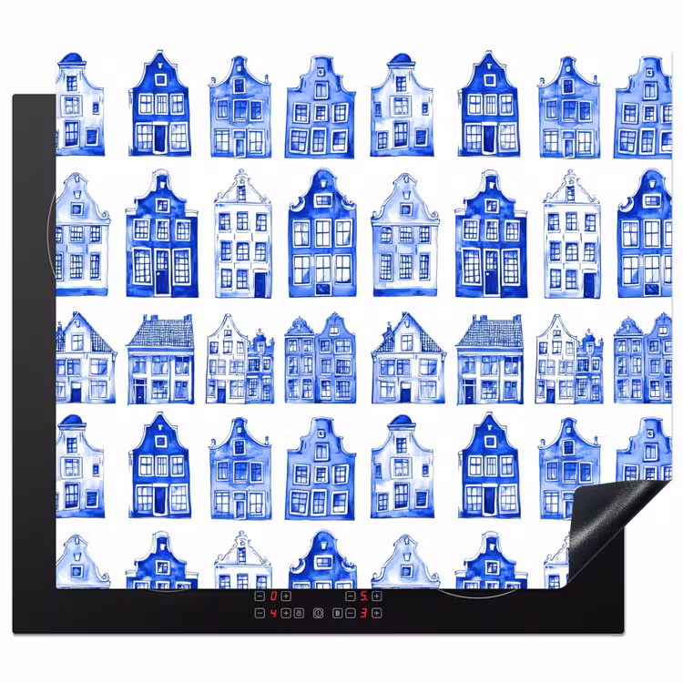 Protection plaque induction - Motif - Maisons - Bleu — 1