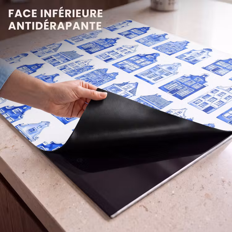 Protection plaque induction - Motif - Maisons - Bleu — 7