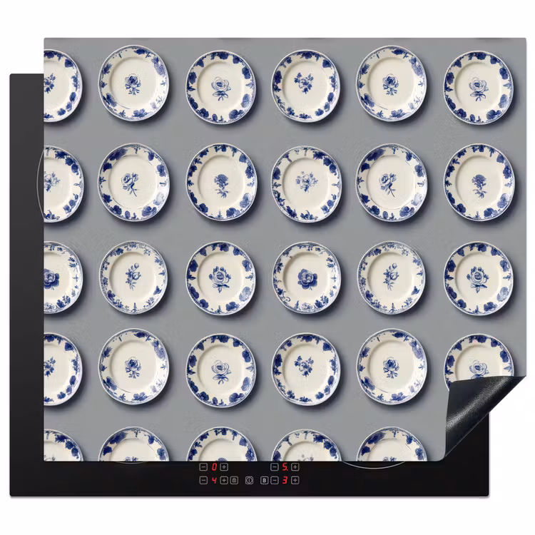 Protection plaque induction - Panneaux - Fleurs - Bleu - Blanc — 1