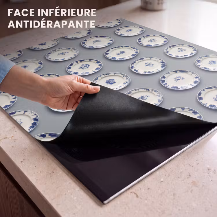 Protection plaque induction - Panneaux - Fleurs - Bleu - Blanc — 7