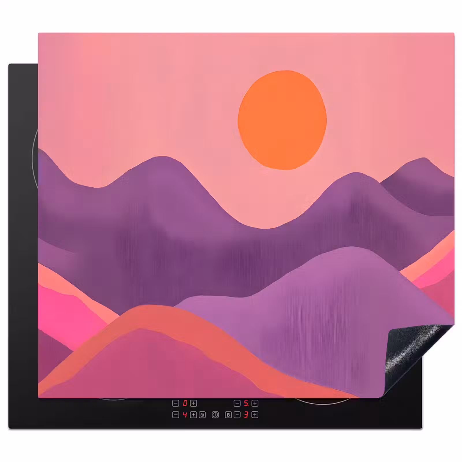 Protection plaque induction - Soleil - Collines - Violet - Abstrait — 1