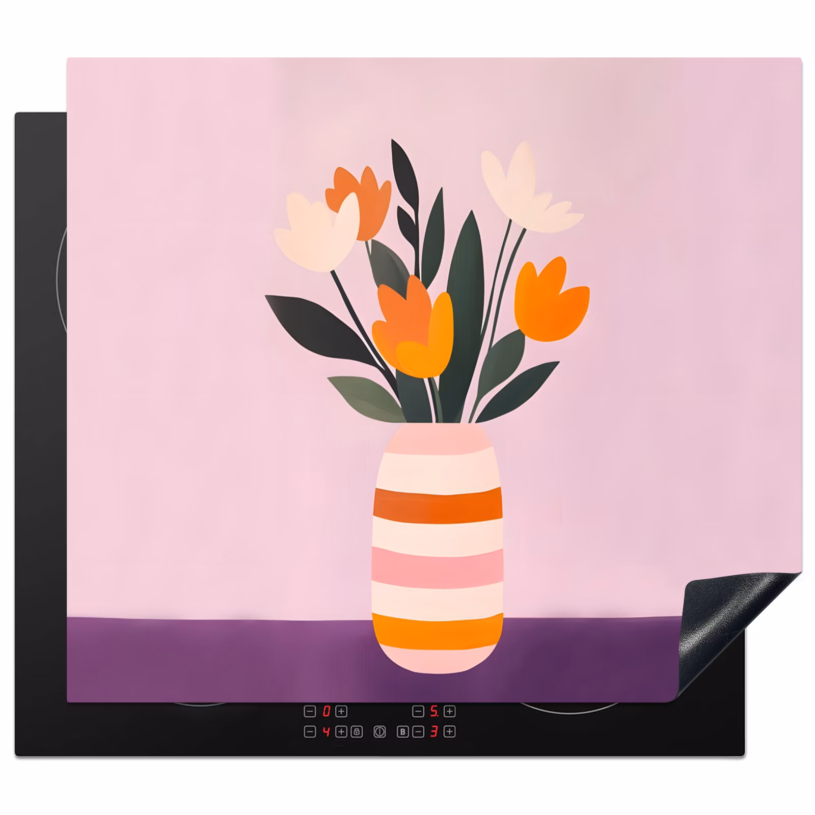Protection plaque induction - Tulipes - Vase - Rayures - Violet — 1