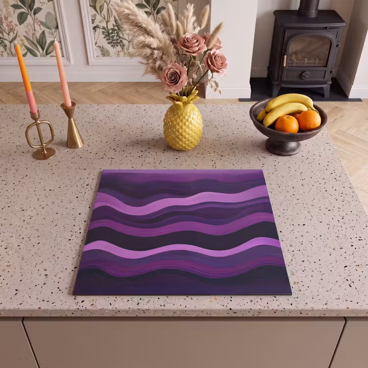 Protection plaque induction - Lignes - Vagues - Violet - Abstrait — 3