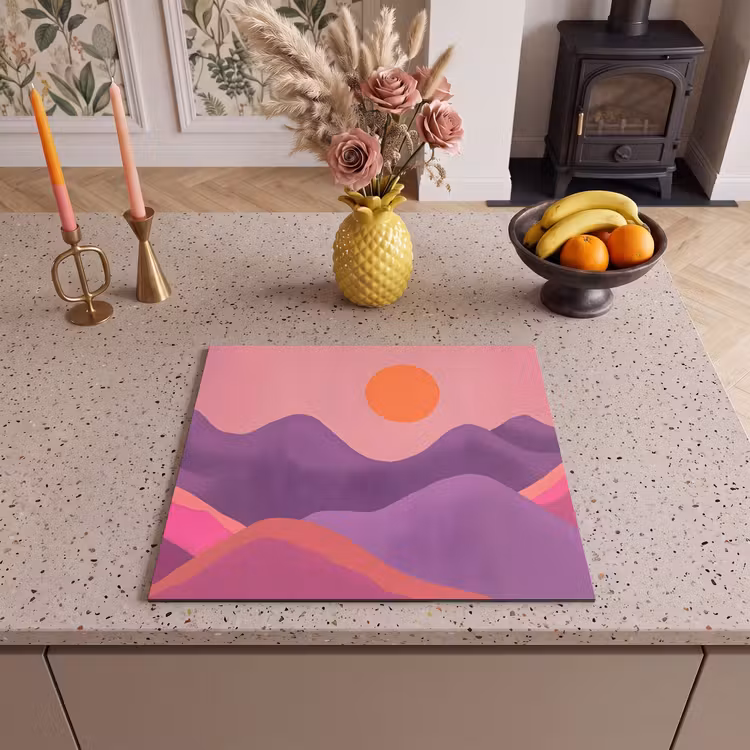 Protection plaque induction - Soleil - Collines - Violet - Abstrait — 3