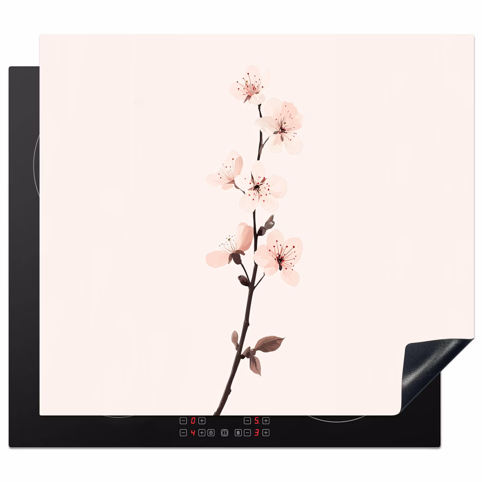 Protection plaque induction - Minimaliste - Fleur - Branche - Rose — 1