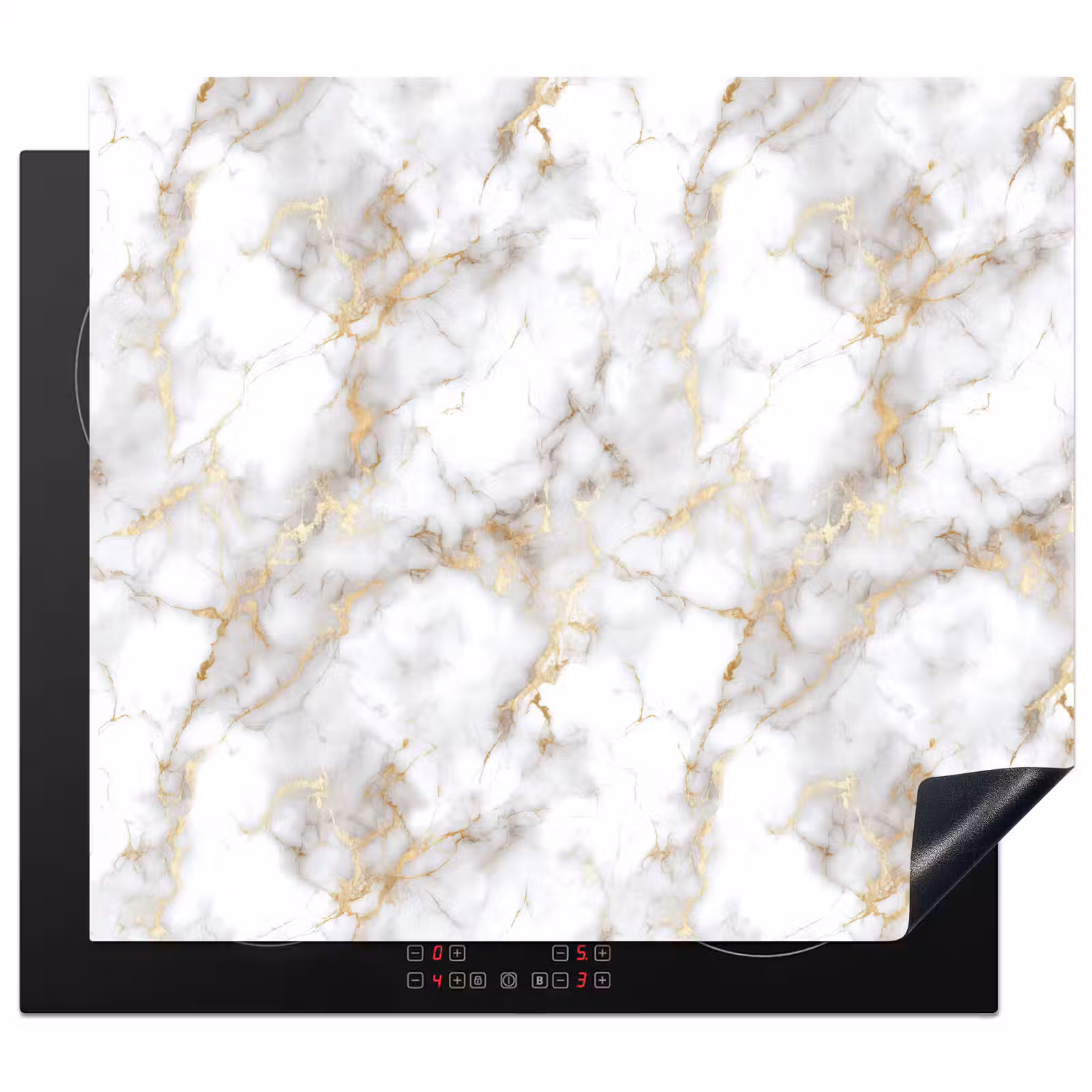 Protection plaque induction - Veines d'or - Marbre - Blanc — 1