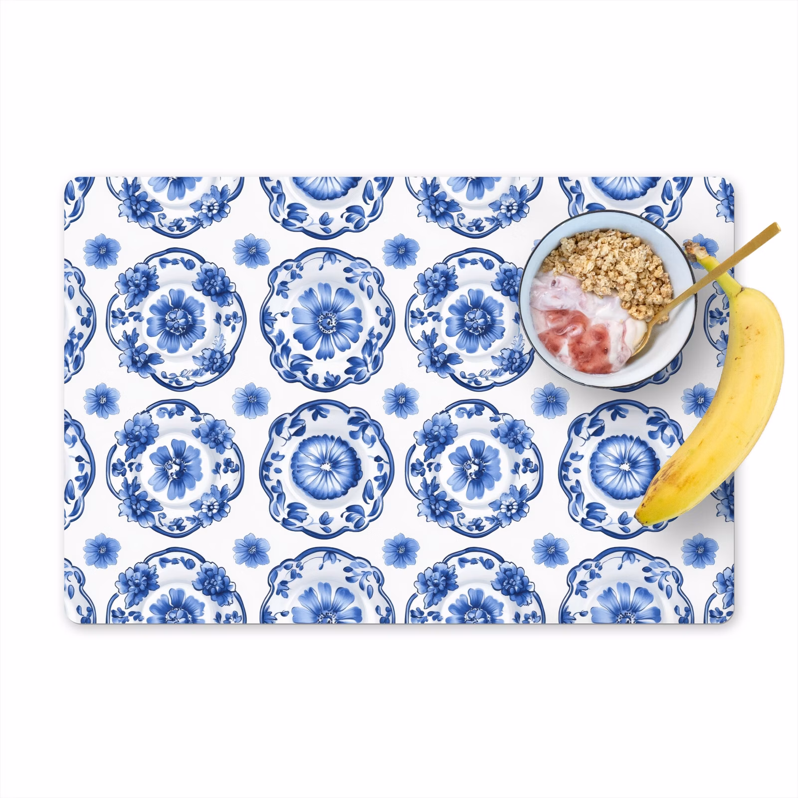 Set de table – 6 pièces - Assiettes décoratives - Fleurs - Bleu — 1