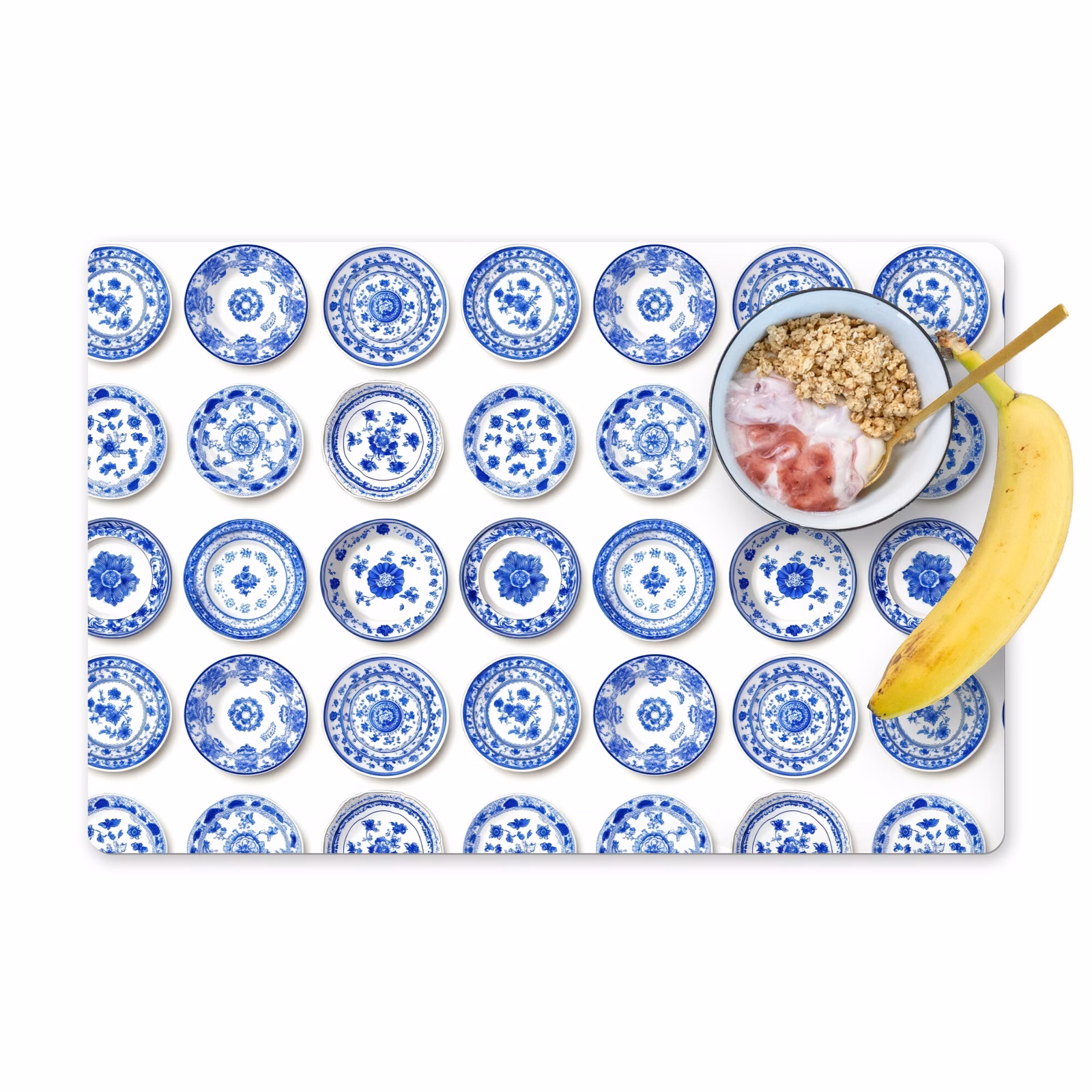 Set de table – 6 pièces - Assiettes - Fleurs - Motif - Bleu — 1