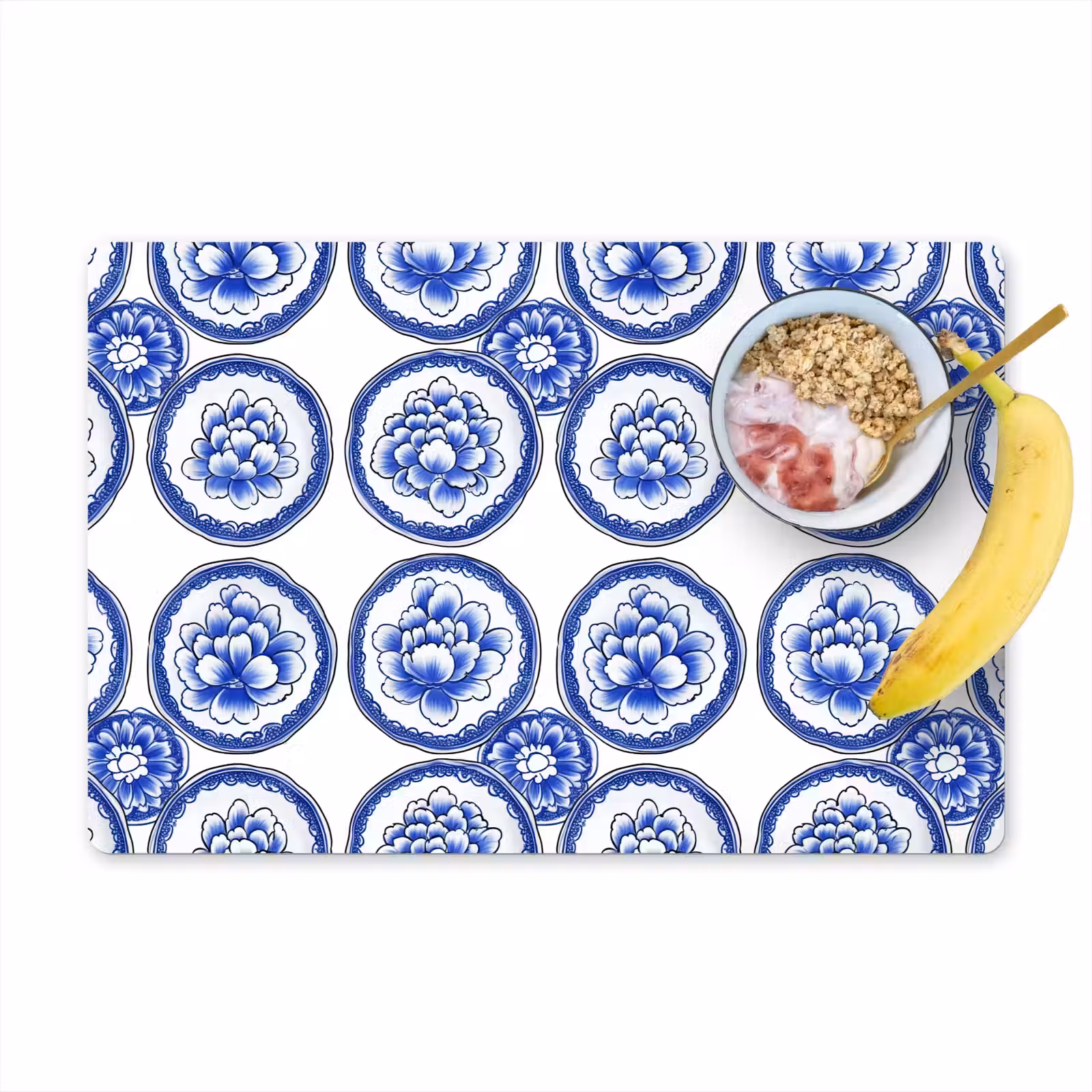 Set de table – 6 pièces - Cercles - Fleurs - Bleu — 1