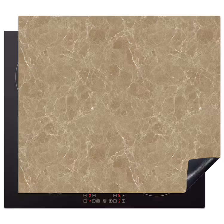 Protection plaque induction - Beige - Marbre - Veines blanches — 1