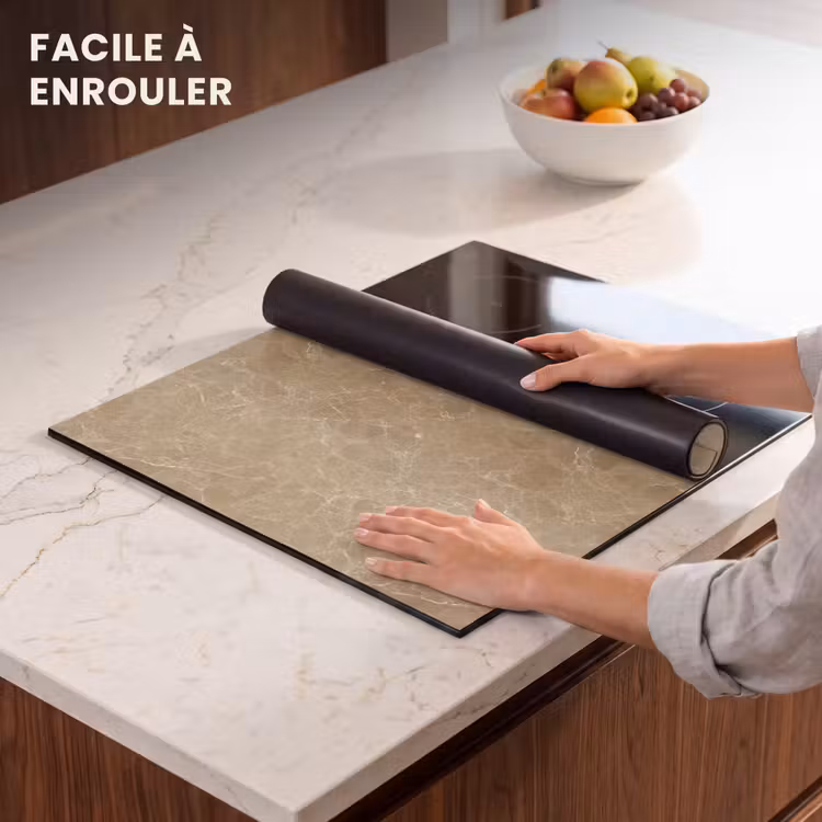 Protection plaque induction - Beige - Marbre - Veines blanches — 6