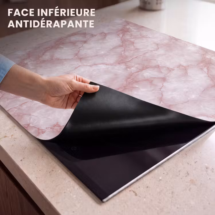 Protection plaque induction - Rose - Marbre de quartz - Veines — 7