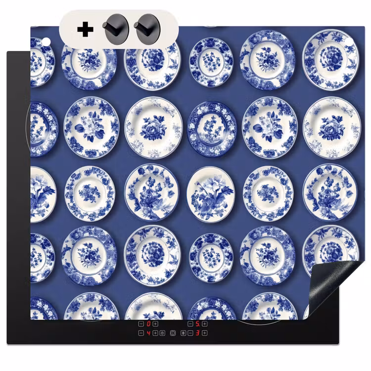 Protection à induction avec crochets - Assiettes - Floral - Bleu — 3