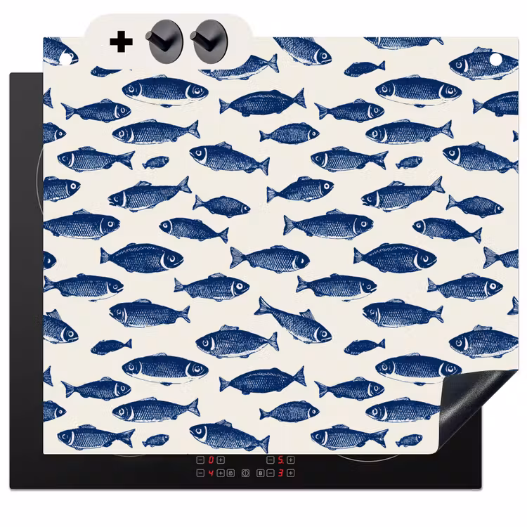 Protection à induction avec crochets - Poisson - Motif - Bleu - Blanc — 3