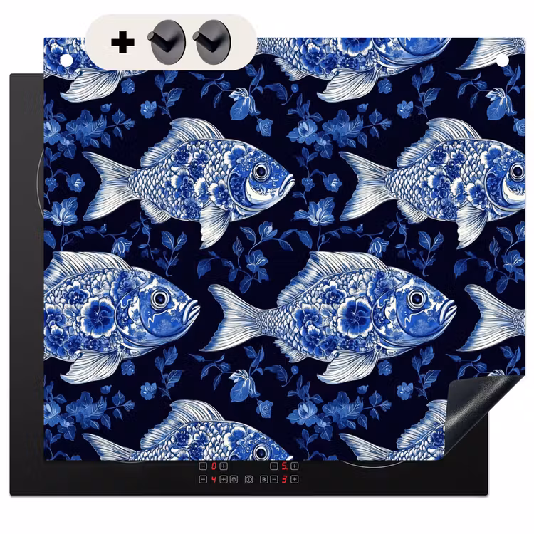 Protection à induction avec crochets - Poissons - Fleurs - Bleu — 3