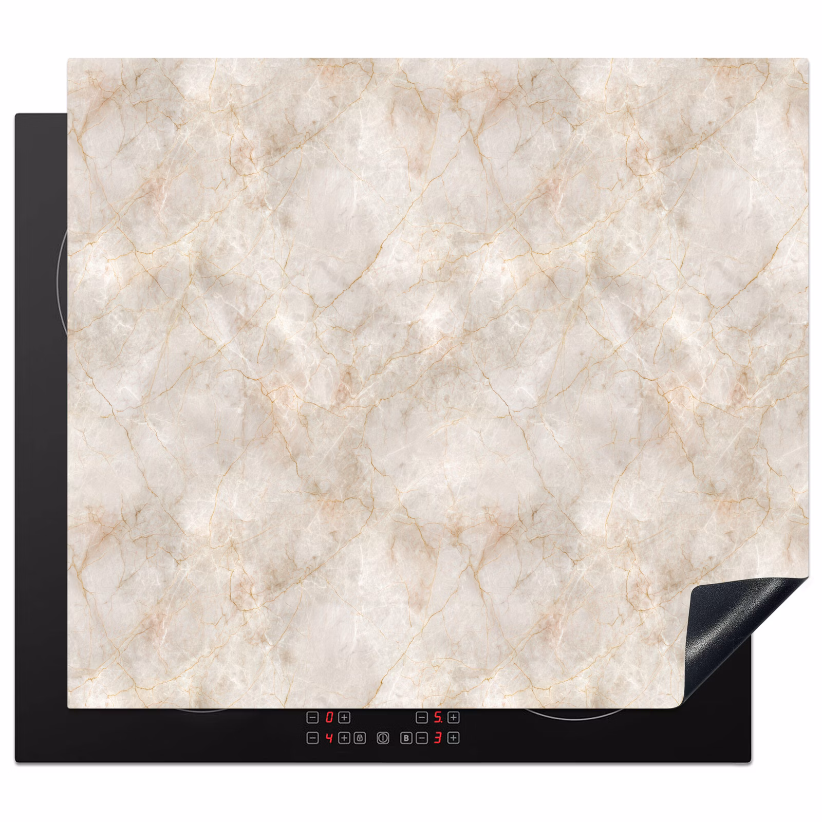 Protection plaque induction - Beige clair - Veines brun doré - Marbre — 1
